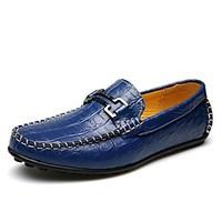 mens loafers slip ons comfort cowhide office career casual blue provid ...