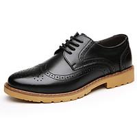 Men\'s Flats Comfort / Round Toe / Closed Toe Casual Flat Heel Lace-up Black / Brown Walking
