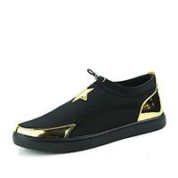 Men\'s Loafers Slip-Ons Comfort Fabric Spring Fall Casual Outdoor Comfort Flat Heel Black Silver Golden