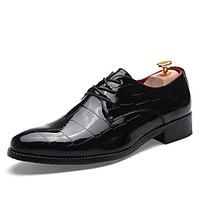Men\'s Spring / Summer / Fall / Winter Comfort Leather Party Evening Flat Heel Lace-up Black