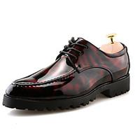 Men\'s Oxfords Clogs Mules Spring Fall PU Wedding Outdoor Office Career Casual Party Evening Flat Heel Lace-up Others Black Red Blue