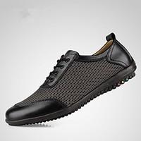 mens oxfords summer comfort cowhide casual wedge heel black light brow ...