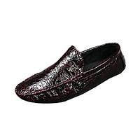 Men\'s Loafers Slip-Ons Spring / Fall Comfort PU Casual Flat Heel Slip-on Black / Blue / Red Sneaker