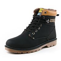 Men\'s Boots Fall Winter Comfort PU Casual Flat Heel Lace-up Black Brown Yellow Walking