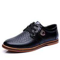 Men\'s Oxfords Spring Summer Fall Winter Comfort Leather Office Career Casual Party Evening Low Heel Lace-up Black Brown