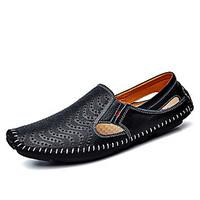 Men\'s Loafers Slip-Ons Comfort PU Spring Fall Outdoor Flat Heel White Black Yellow Pool Flat