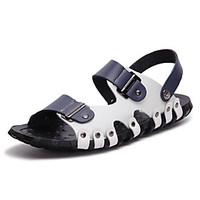 Men\'s Sandals Comfort Light Soles PU Spring Summer Office Career Casual Flat Heel Blue Brown Black White Flat