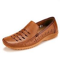 mens loafers slip ons summer leather casual flat heel