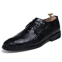 Men\'s Oxfords Clogs Mules Spring Fall PU Wedding Outdoor Office Career Casual Party Evening Flat Heel Lace-up Others Black