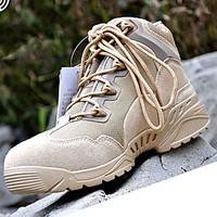 Men\'s Boots Spring Fall Comfort Canvas Outdoor Athletic Work Safety Low Heel Lace-up Khaki Black Trail Running