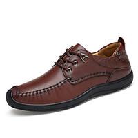 Men\'s Sneakers Spring Fall Comfort Leather Casual Light Brown Dark Brown Black