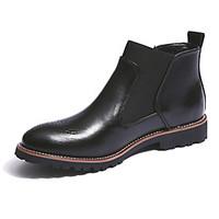 mens boots fall winter comfort leather office career casual low heel s ...