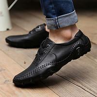 Men\'s Oxfords Spring Summer Fall Winter Comfort Leather Casual Flat Heel Lace-up Black Brown