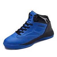 Men\'s Athletic Shoes Winter Comfort PU Outdoor Flat Heel Lace-up Black Blue Red Basketball
