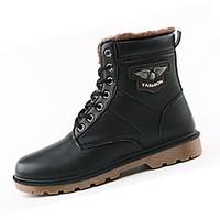 mens boots comfort pu fall winter casual walking snow boots lace up fl ...