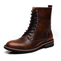 mens boots spring fall winter leather casual lace up gray dark brown b ...