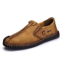 Men\'s Loafers Slip-Ons Spring Summer Fall Comfort Cowhide Outdoor Casual Flat Heel Walking Shoes