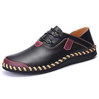 Men\'s Oxfords Spring Fall Comfort Bullock shoes Fabric Athletic Flat Heel Lace-up Black Brown Red