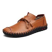 Men\'s Loafers Slip-Ons Spring / Summer Comfort Cowhide Casual Flat Heel Black / Brown / Yellow Walking