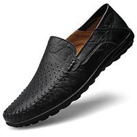 Men\'s Loafers Slip-Ons Spring / Summer Moccasin / Comfort Cowhide Casual Slip-on Black / Brown / Yellow Walking
