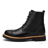 Men\'s Boots Spring Summer Fall Winter Comfort Leather Office Career Casual Low Heel Black Dark Brown Light Brown