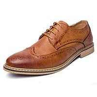 Men\'s Oxfords Spring Fall Formal Shoes Comfort Bullock shoes Leather Wedding Outdoor Office Career Party Evening Casual Lace-up Flower