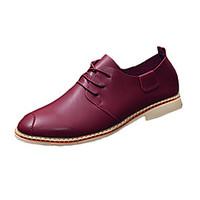 Men\'s Oxfords Comfort PU Spring Fall Casual Party Evening Comfort Flat Heel White Black Burgundy