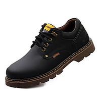 Men\'s Oxfords Fall Winter Comfort PU Casual Flat Heel Lace-up Black Brown Yellow Other