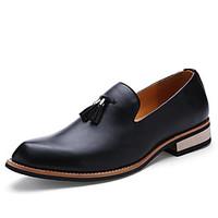 mens loafers slip ons spring fall leather office career casual tassel  ...