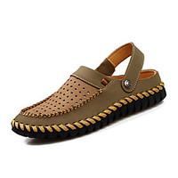 Men\'s Sandals Summer Flats Office Career / Casual Flat Heel Braided Strap Brown / Khaki Others