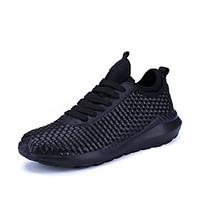 Men\'s Sneakers Spring Summer Fall Comfort Light Soles Tulle Outdoor Casual Flat Heel Walking Shoes Black / White
