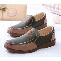 Men\'s Loafers Slip-Ons Spring Summer Fall PU Outdoor Flat Heel Others Black Brown Green Others