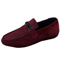 Men\'s Loafers Slip-Ons Spring Fall Moccasin Fleece Casual Flat Heel Black Red Blue Walking