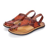 mens sandals spring comfort pu leatherette casual khaki dark brown dar ...