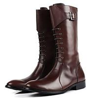 mens boots winter cowhide casual flat heel others black brown other