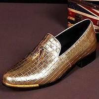 Men\'s Shoes Amir Pure Manual Gold Flash Stage Show Wedding / Evening Party Comfort Cowhide Leather Loafers