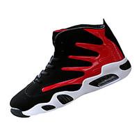 Men\'s Athletic Shoes Spring Fall Comfort PU Athletic Casual Flat Heel Lace-up Black/Blue Black/Red Black/White Basketball