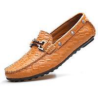 Men\'s Loafers Slip-Ons Spring / Fall Comfort Cowhide Casual Flat Heel Slip-on Black / Blue / Brown Others