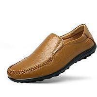 Men\'s Loafers Slip-Ons Spring / Fall Comfort Cowhide Casual Slip-on Black / Blue / Brown / Yellow / Khaki Sneaker