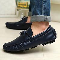 mens boat shoes comfort leather casual walking low heel black dark blu ...