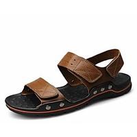 mens sandals summer sandals leather casual flat heel others brown khak ...