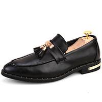 Men\'s Oxfords Spring Fall Comfort Formal Shoes Creepers Leather Wedding Office Career Casual Party Evening Low Heel TasselBlack Dark