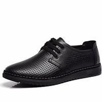 mens oxfords spring comfort pu cowhide casual flat heel black brown