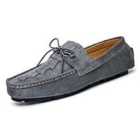 Men\'s Loafers Slip-Ons Spring Summer Fall Winter Comfort Cowhide Leather Outdoor Office Career Casual Flat Heel BowknotBlack Blue