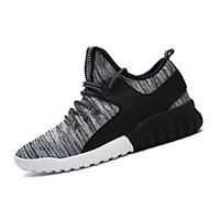 Men\'s Sneakers Fall / Winter Round Toe Fabric Athletic Flat Heel Others / Lace-up Black / Gray Sneaker