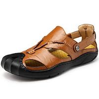 mens sandals comfort leather cowhide spring summer athletic casual out ...