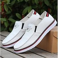 mens loafers slip ons spring closed toe microfibre casual flat heel ot ...