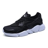 Men\'s Athletic Shoes Comfort Light Soles Tulle Sneakers Casual Flat Heel Running Shoes Black White Red