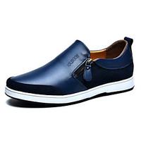 mens shoes casual leather loafers slip on black blue brown