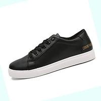 Men\'s Sneakers Spring Summer Fall Winter Comfort Leather Casual Flat Heel Lace-up Black White